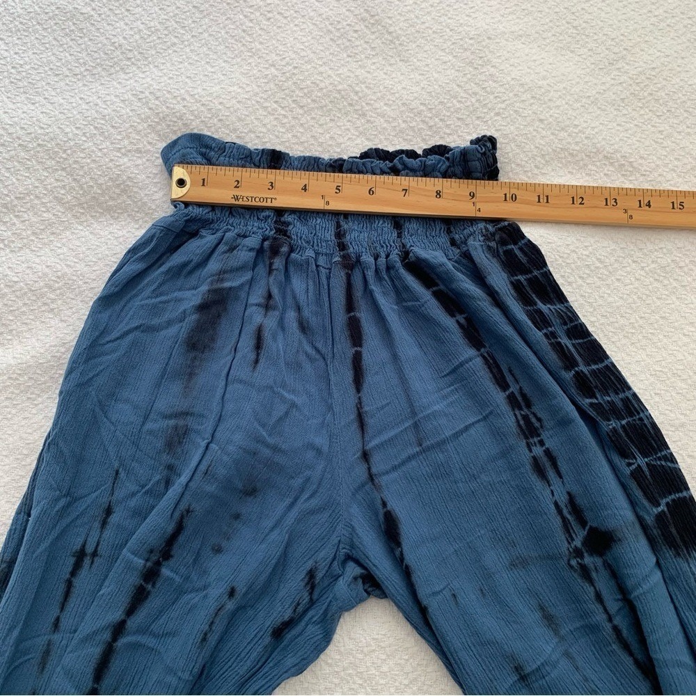 Chatoyant Blue Tie Dye Wide Leg Smocked Waist Pants Womens Medium - Picture 8 of 11